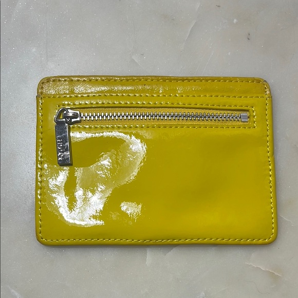 HOBO Yellow Patent Leather Card Holder - Picture 1 of 4